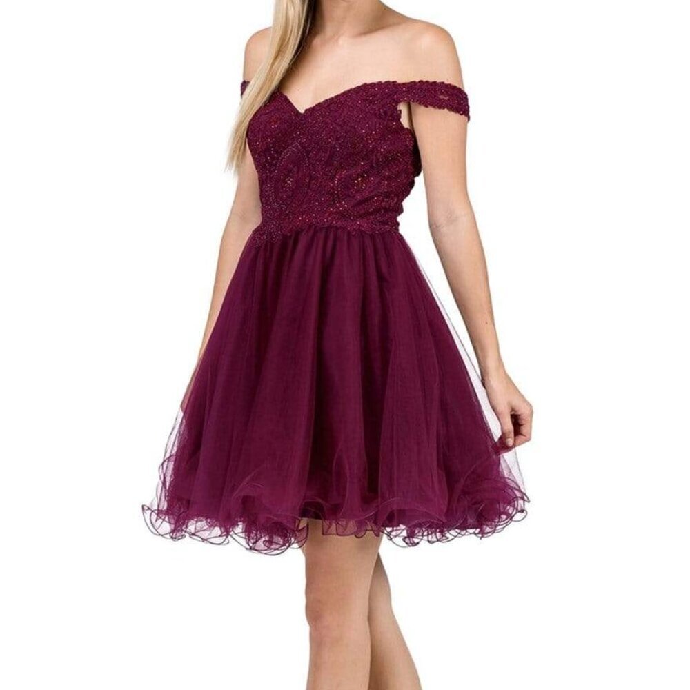 SALE NWT Dancing Queen 3070 Polyester Cocktail Dress Burgundy Size XS